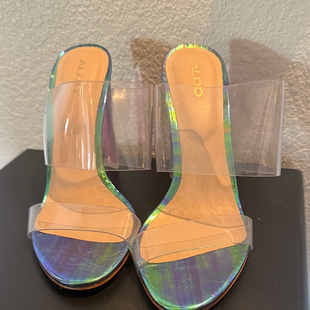 ALDO Iridescent Heels with Clear Straps size 7.5
